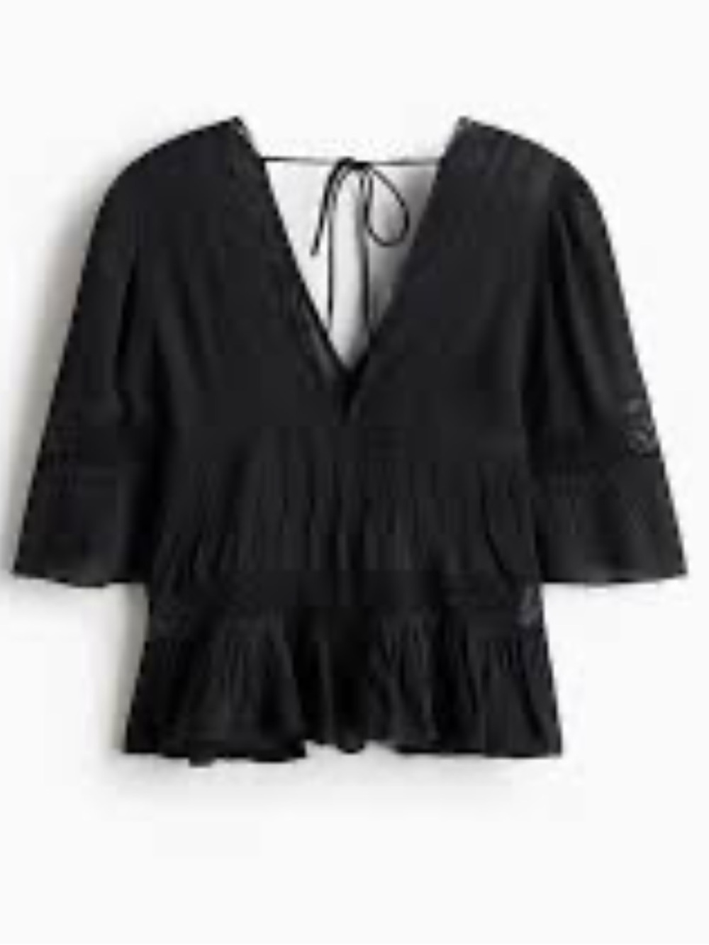 H&M Lace-Detail Viscose Crop Blouse - size large